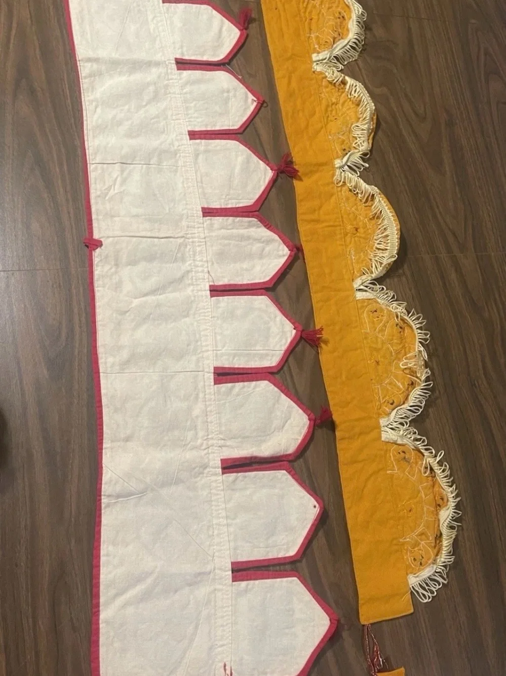 Vtg lot of 2 Toran valances/ boho wallhangings hand embroidered mirrors
